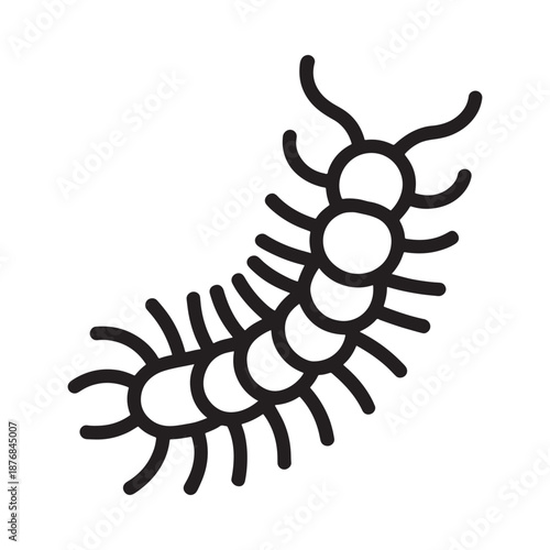 a black and white drawing of a caterpillar with many legs