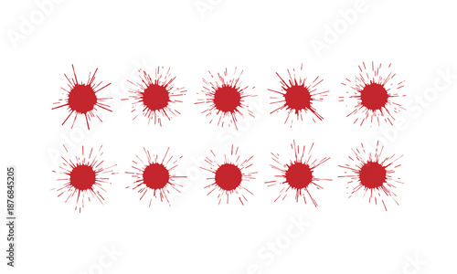 Red paint splashes and ink blots set illustration