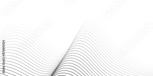 Flowing dots particles wave pattern halftone gradient curve shape isolated on white background. Vector in concept of technology, science, music