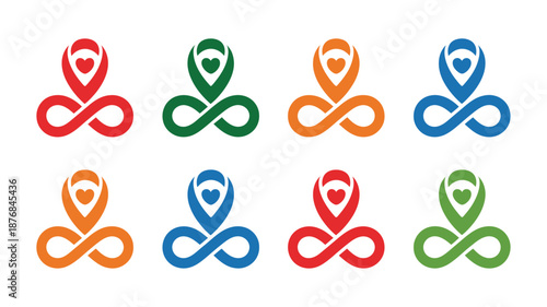 Colorful infinity symbols with hearts Vector