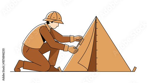 Adventurer Setting Up Camping Tent For Relaxation And Recreation Outdoors