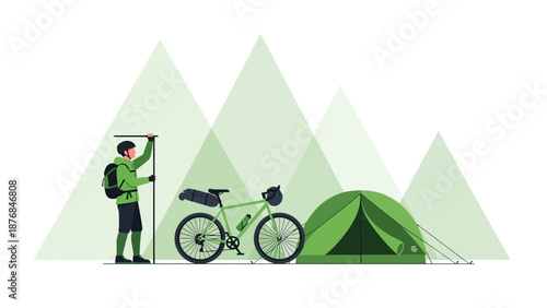 Adventurous Bikepacking Trip Amidst Majestic Mountain Peaks And Tranquil Camping Spot
