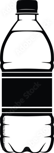 Standard plastic water bottle silhouette isolated on white background soft drink or carbonated beverage container vector graphic design element