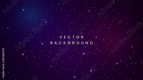 Deep purple and blue background or dark outer space backdrop with glowing stars and sparkling galaxy dust for astronomy and cosmic science digital concepts