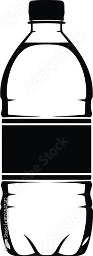 Water bottle icon monochrome silhouette black plastic container outline beverage liquid drink clear fluid symbol design