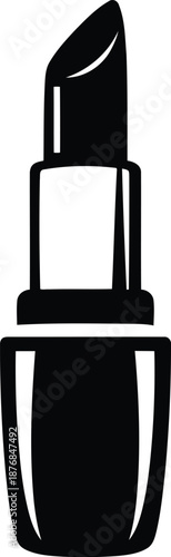 Monochrome icon of a lipstick tube with slanted tip, closed, representing cosmetic and beauty products