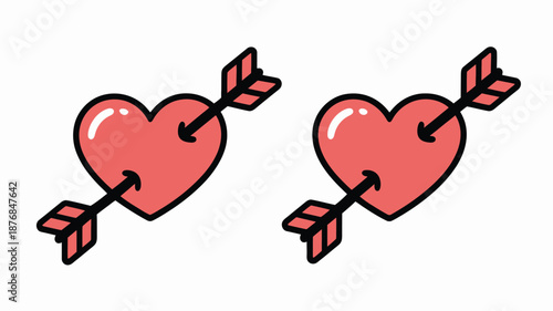 Two hearts with arrows Vector