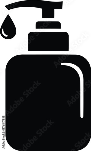 Antiseptic hand soap dispenser icon for bathroom product design element black silhouette isolated on plain white background