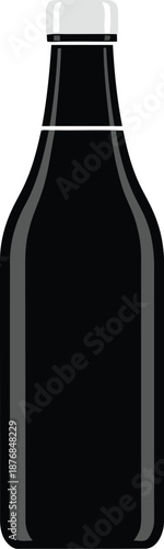 Black silhouette illustration of generic tall glass bottle with narrow neck and contrasting white plastic screw cap detail against white background