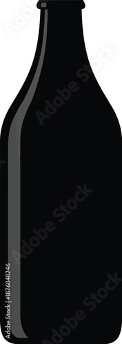 Plain black silhouette illustration of generic tall glass bottle with curved shoulders and narrow neck against clean white background