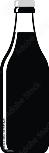 Minimalist black bottle icon with gray cap on white background vector illustration for beverage labels and packaging design