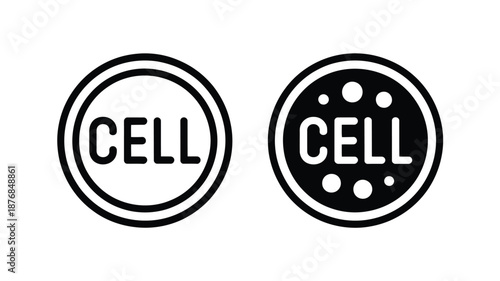 Two circular logos featuring the word 'cell' Vector