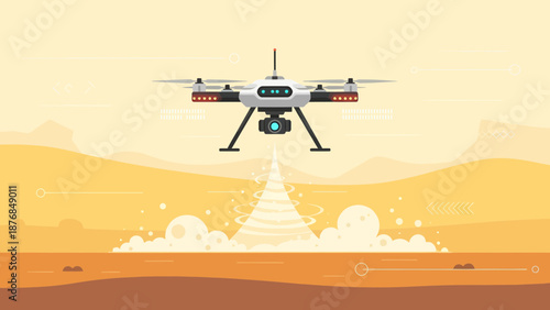 Autonomous Drone Performing Surveying Over Dry Plains With Futuristic Design