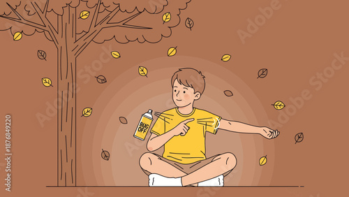 Applying Bug Spray In The Autumn Season To Prevent Insect Bites