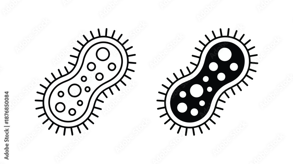 Fototapeta premium Black and white bacteria illustrations Vector