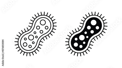 Black and white bacteria illustrations Vector