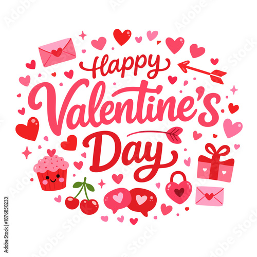Flat illustration happy valentine's day minimalist design