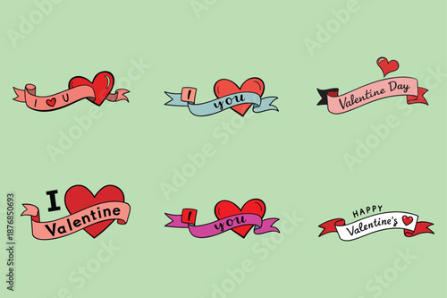 Valentine's day heart banner illustrations