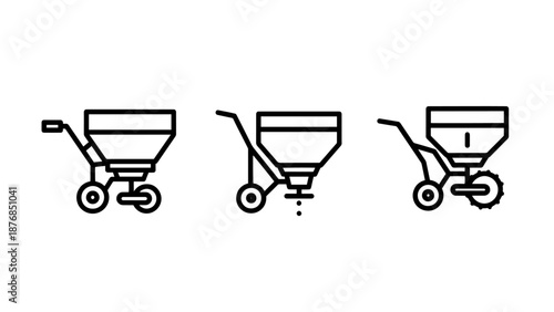 Lawn and Garden Seed Spreader Icons for Fertilizer Application and Seeding