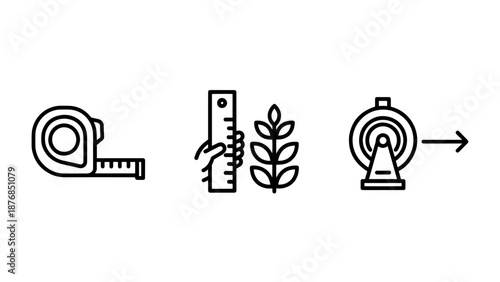 Measurement and Sizing Tools Icons for Garden Projects and Technical Work