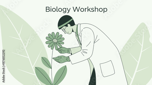 Botanist Examining Flower In Laboratory For Education Or Scientific Research