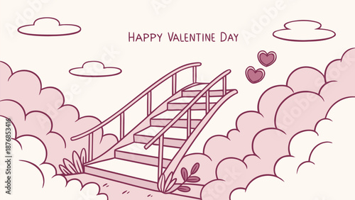Whimsical pink staircase to love and happiness on Valentine's Day