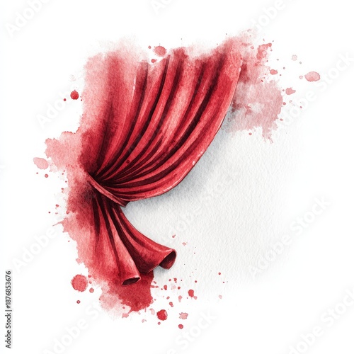 Red Theater Curtain, Opera Stage Concept Illustration