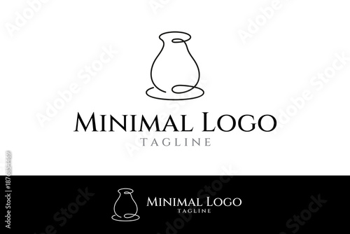 pottery logo with simple continuous line design style