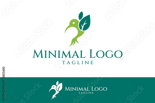Green bird logo with leaf shape