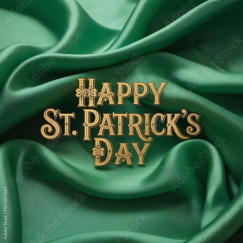 happy st patrick s day celebration with green fabric background