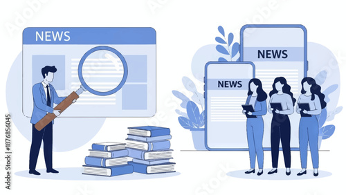 HR manager with employee at interview and business flow chart. Employee assessment software, HR company system, employee check programme concept, flat vector modern illustration 
