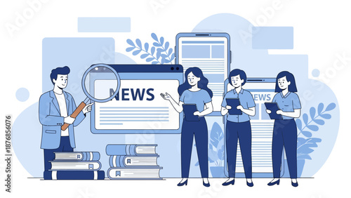 HR manager with employee at interview and business flow chart. Employee assessment software, HR company system, employee check programme concept, flat vector modern illustration 
