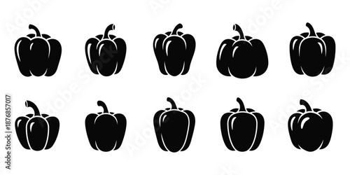 bell pepper with stem icon silhouette vector illustration symbol design