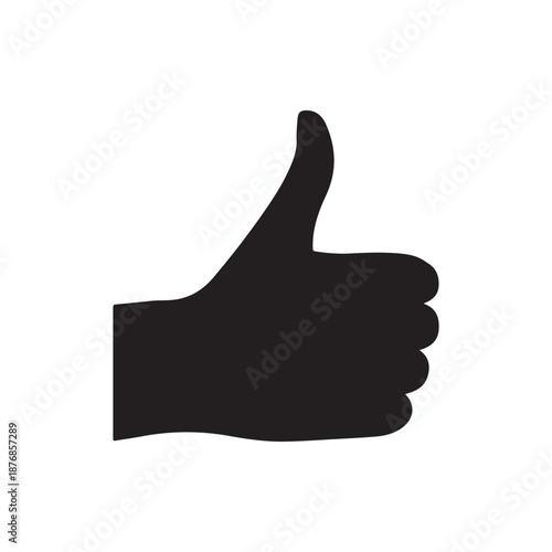 Thumbs up silhouette vector flat illustration