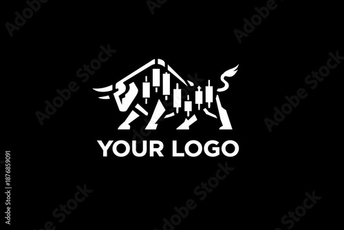 A powerful, modern, and highly recognizable logo in the crypto/trading/fintech/bull market style with a bull theme and candlestick chart (bullish candlestick pattern + bull silhouette).