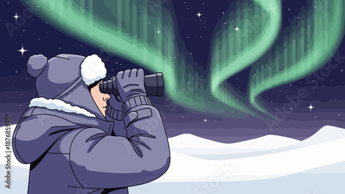 Captivating Aurora Display Winter Night Sky Observer Northern Lights Phenomenon