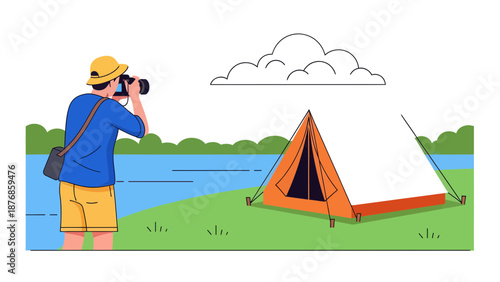 Capturing Memories Nature's Beauty At Campsite Photographing Tent Landscape Scenery