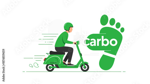 Carbon Footprint Reduction Concept Green Scooter for Eco-Friendly Transport