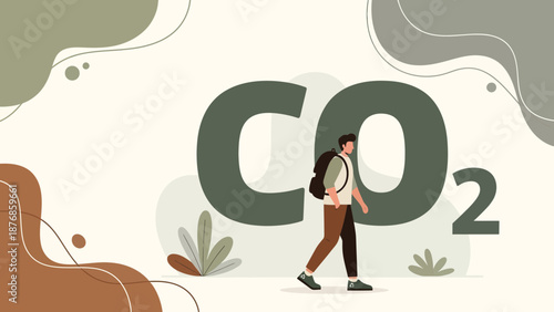 Carbon Footprint Reduction Initiative With Modern Sustainable Lifestyle Concept