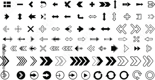 Collection of various arrow and direction symbols