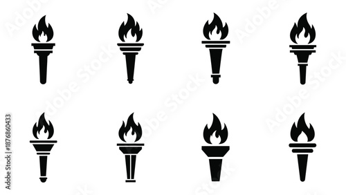Fire torch knowledge icon silhouette vector symbol design