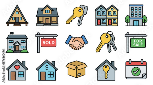 Collection of House and Real Estate Icons.
