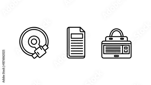 Outline icons for data storage, document, and portable media player.