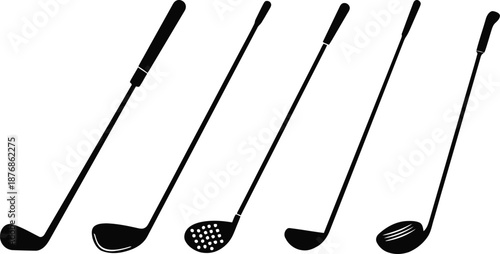 Golf club icon set. Game equipment. Professional sport, classic golf club for official competitions and tournaments. Vector illustration !