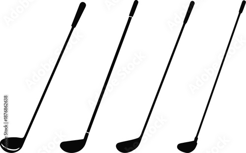 Golf club icon set. Game equipment. Professional sport, classic golf club for official competitions and tournaments. Vector illustration !