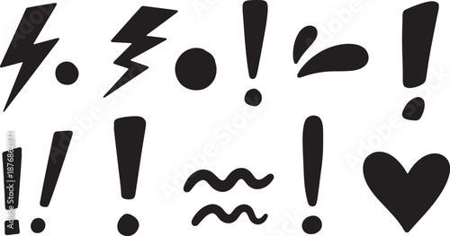 Collection of black punctuation marks and symbols on white background for design