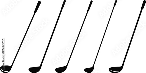 Golf club icon set. Game equipment. Professional sport, classic golf club for official competitions and tournaments. Vector illustration !