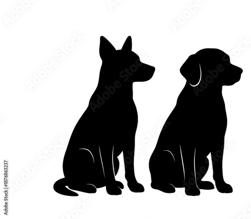 Black and white cat and dog vector illustration of cute pets