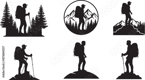Vector illustration of a business couple and family silhouettes designed as black fashion art symbols for people shopping