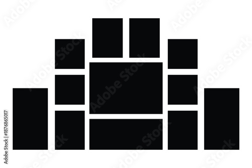 collage mockup frame. Image collage layout template set. Photo album or memory wall .Beige mosaic mood board grid collection. Picture frame set. Photo album idea for banner, poster, comic page, flyer.